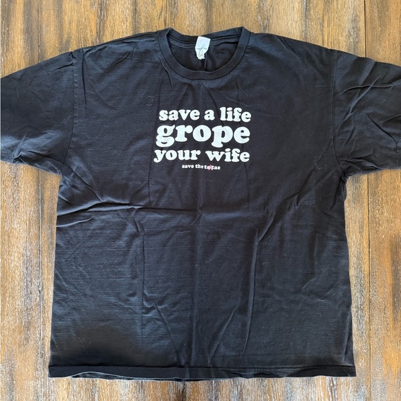 Breast Cancer Awareness Men “Save a Life Grope Your Wife” Black T-Shirt Size XL - Picture 1 of 8